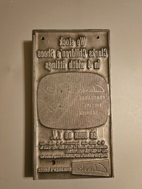 Clarks Vintage Newspaper Printing Block